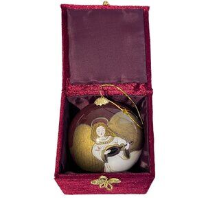Pier 1 Imports Li Bien Hand-Painted‎ Angel lute Christmas Ornament with Box 1999